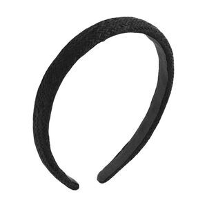 Thin-edged Woven Straw Headband Black